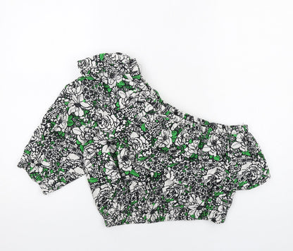 Womens UK Size 16 Topshop Green Cropped Blouse
