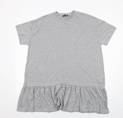 Nasty Gal Womens Grey Cotton T-Shirt Dress Size S Round Neck Pullover