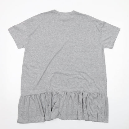 Nasty Gal Womens Grey Cotton T-Shirt Dress Size S Round Neck Pullover