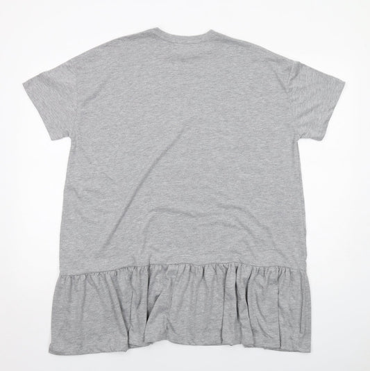 Nasty Gal Womens Grey Cotton T-Shirt Dress Size S Round Neck Pullover