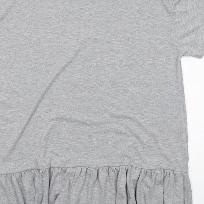 Nasty Gal Womens Grey Cotton T-Shirt Dress Size S Round Neck Pullover