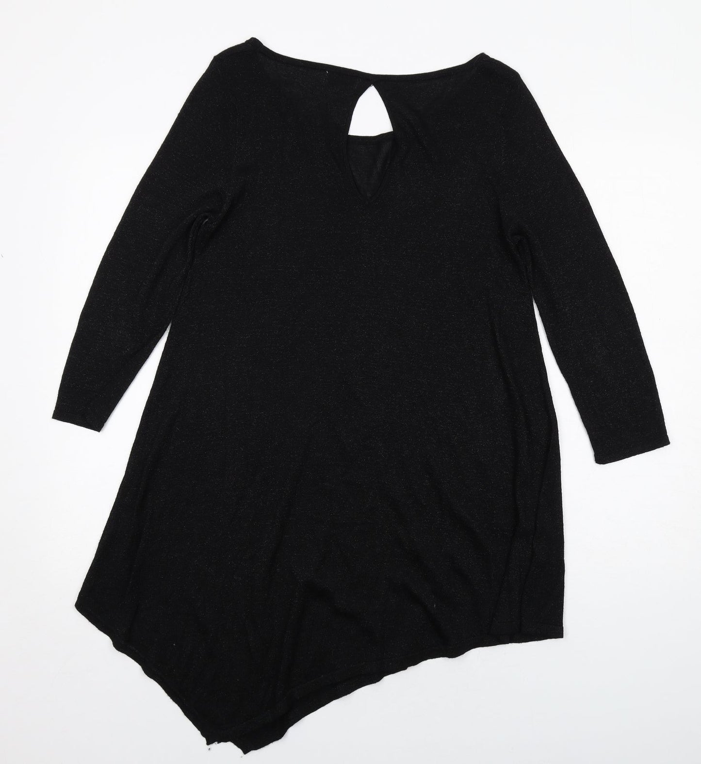NEXT Womens Black Viscose Jumper Dress Size 12 Round Neck Pullover
