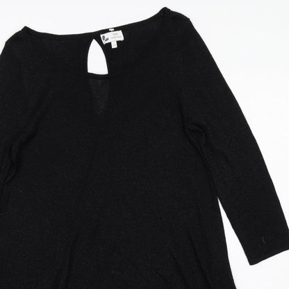 NEXT Womens Black Viscose Jumper Dress Size 12 Round Neck Pullover