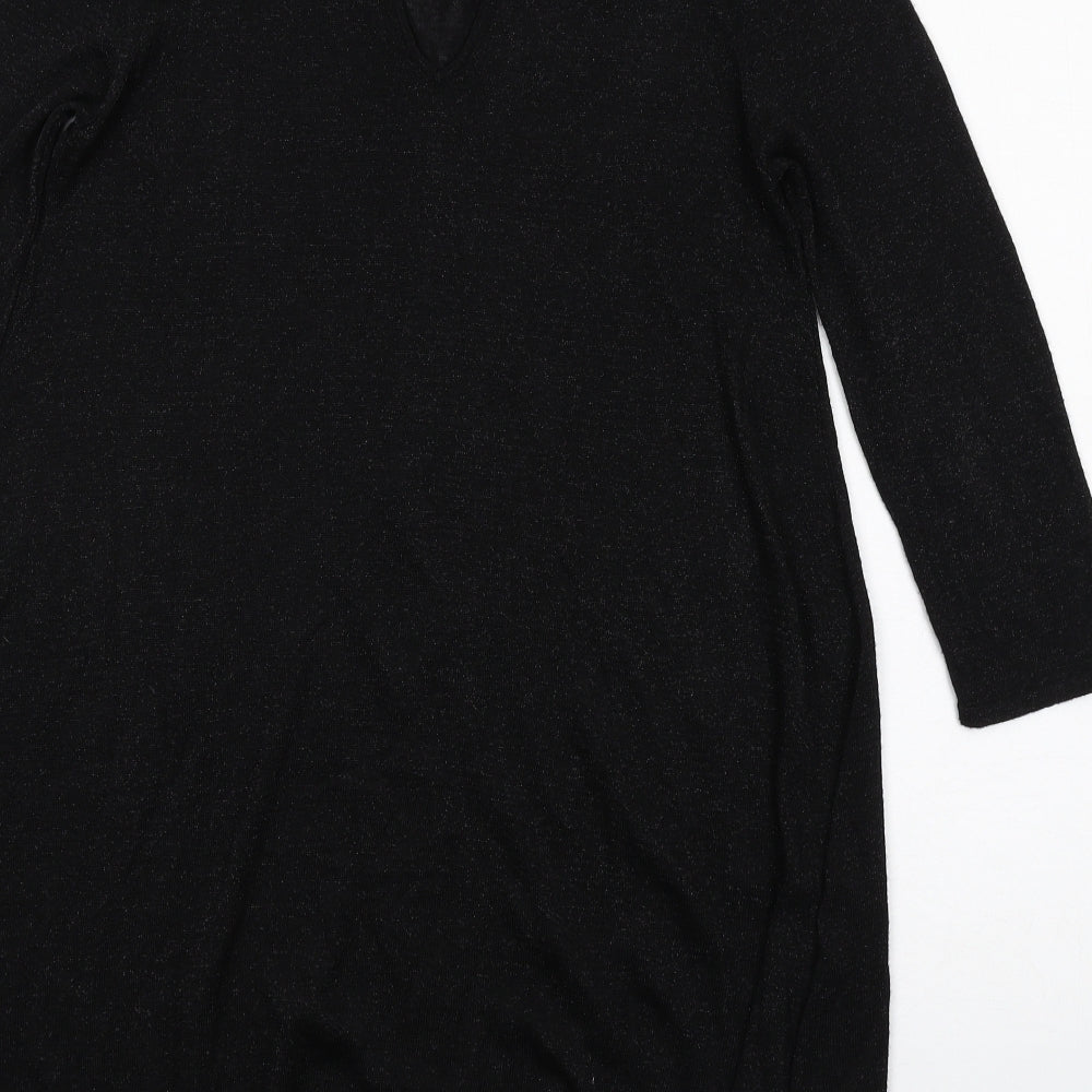 NEXT Womens Black Viscose Jumper Dress Size 12 Round Neck Pullover