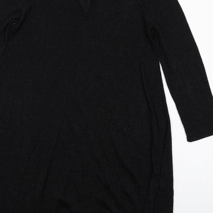 NEXT Womens Black Viscose Jumper Dress Size 12 Round Neck Pullover