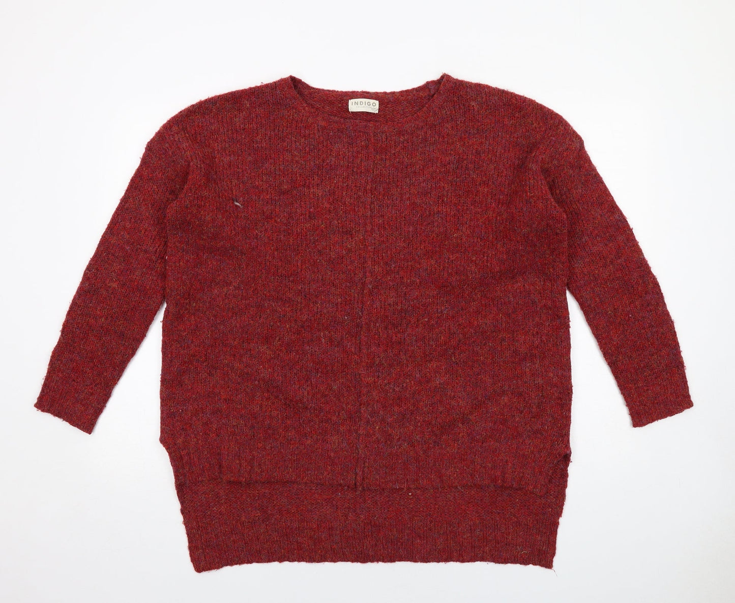 Indigo Womens Red Round Neck Polyester Pullover Jumper Size M