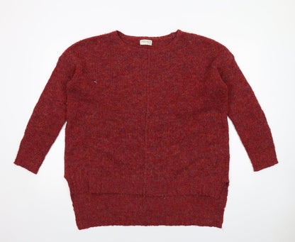 Indigo Womens Red Round Neck Polyester Pullover Jumper Size M
