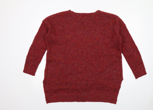 Indigo Womens Red Round Neck Polyester Pullover Jumper Size M