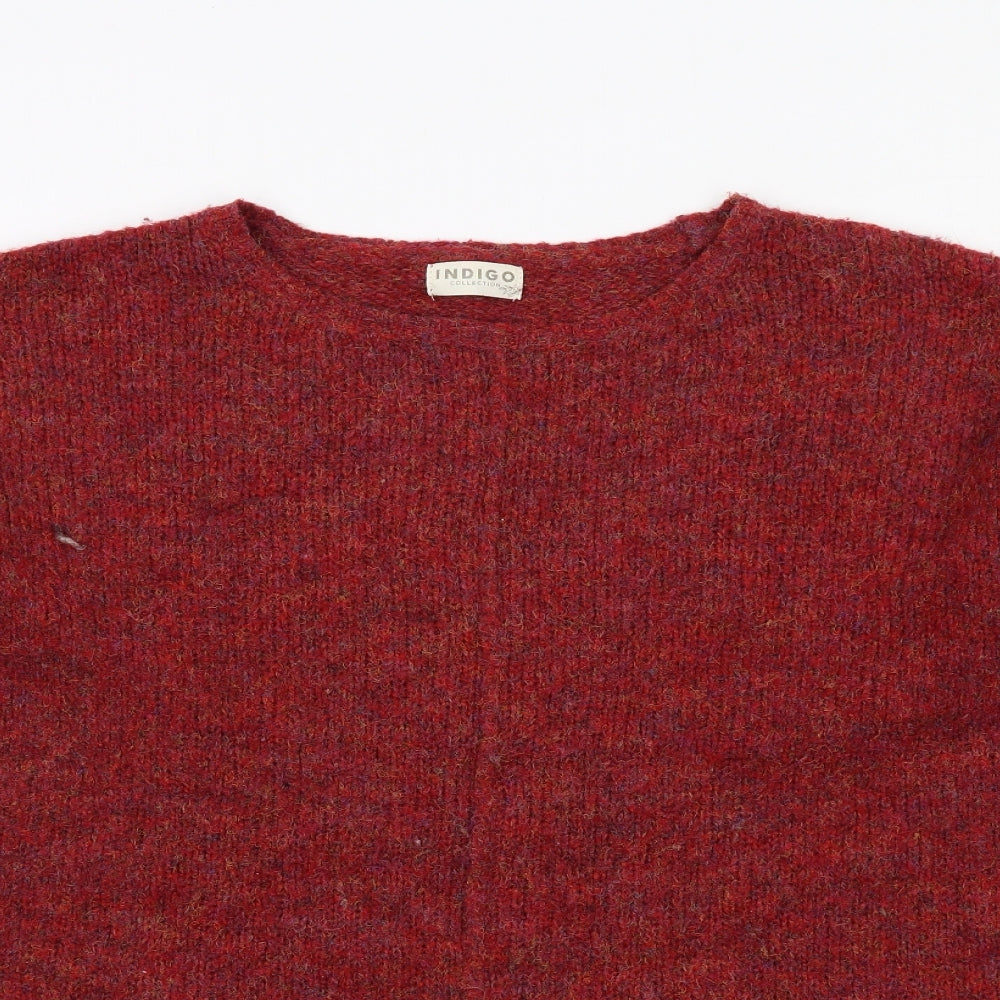 Indigo Womens Red Round Neck Polyester Pullover Jumper Size M