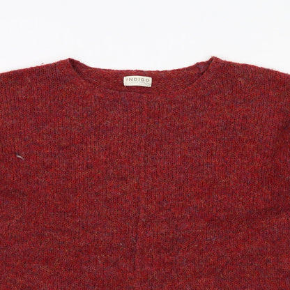 Indigo Womens Red Round Neck Polyester Pullover Jumper Size M