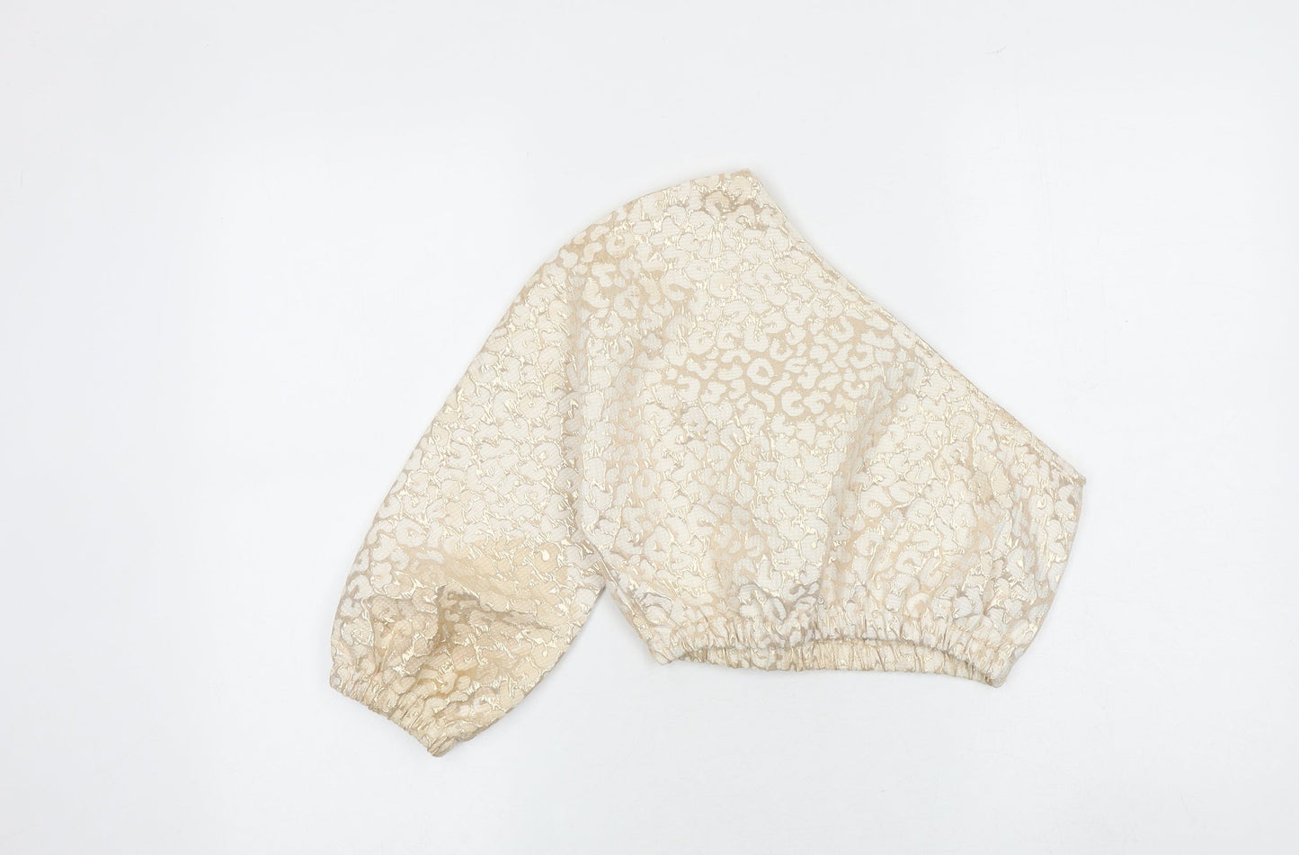 Womens UK Size 6 PRETTYLITTLETHING Gold Cropped Blouse