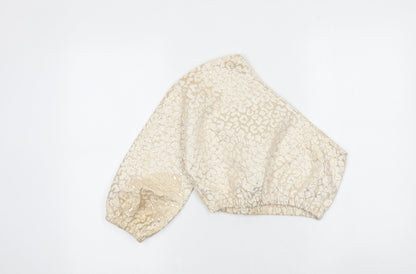 Womens UK Size 6 PRETTYLITTLETHING Gold Cropped Blouse
