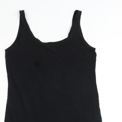 H&M Womens Black Paisley Cotton Tank Dress Size L Scoop Neck Pullover
