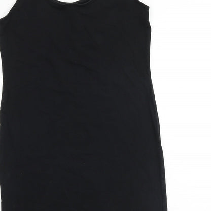 H&M Womens Black Paisley Cotton Tank Dress Size L Scoop Neck Pullover