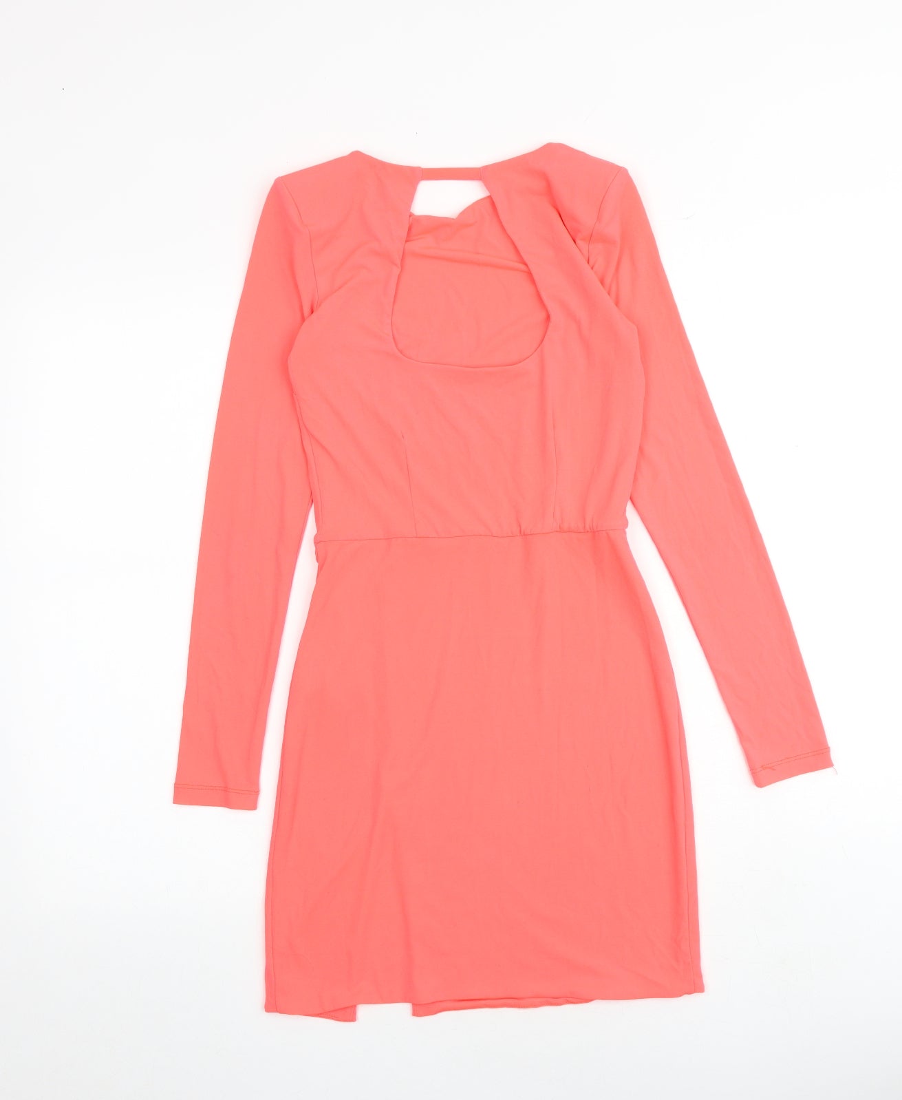 Topshop Womens Pink Polyester Mini Size 8 Boat Neck Pullover - Cut Out Back Detail