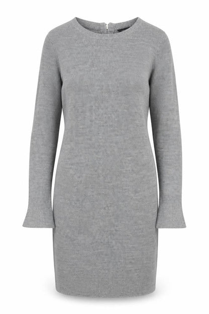 Dorothy Perkins Womens Grey Acrylic Jumper Dress Size 10 Boat Neck Zip
