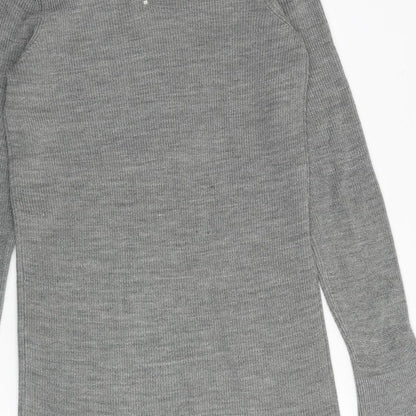 Dorothy Perkins Womens Grey Acrylic Jumper Dress Size 10 Boat Neck Zip
