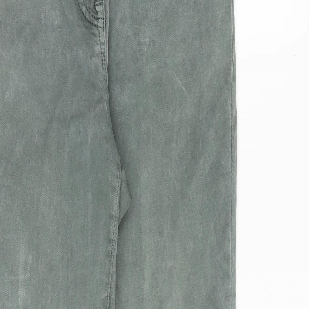 NEXT Womens Green Cotton Tapered Jeans Size 8 Slim Zip
