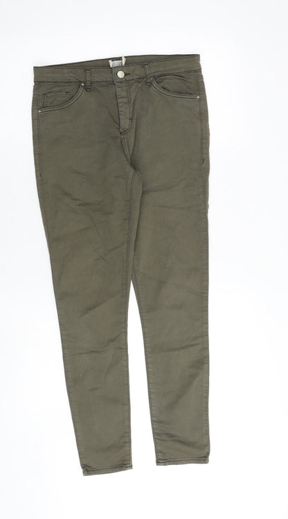 Topshop Womens Green Cotton Skinny Jeans Size 30 in L32 in Regular Zip