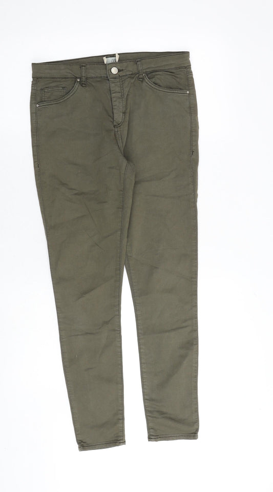 Topshop Womens Green Cotton Skinny Jeans Size 30 in L32 in Regular Zip