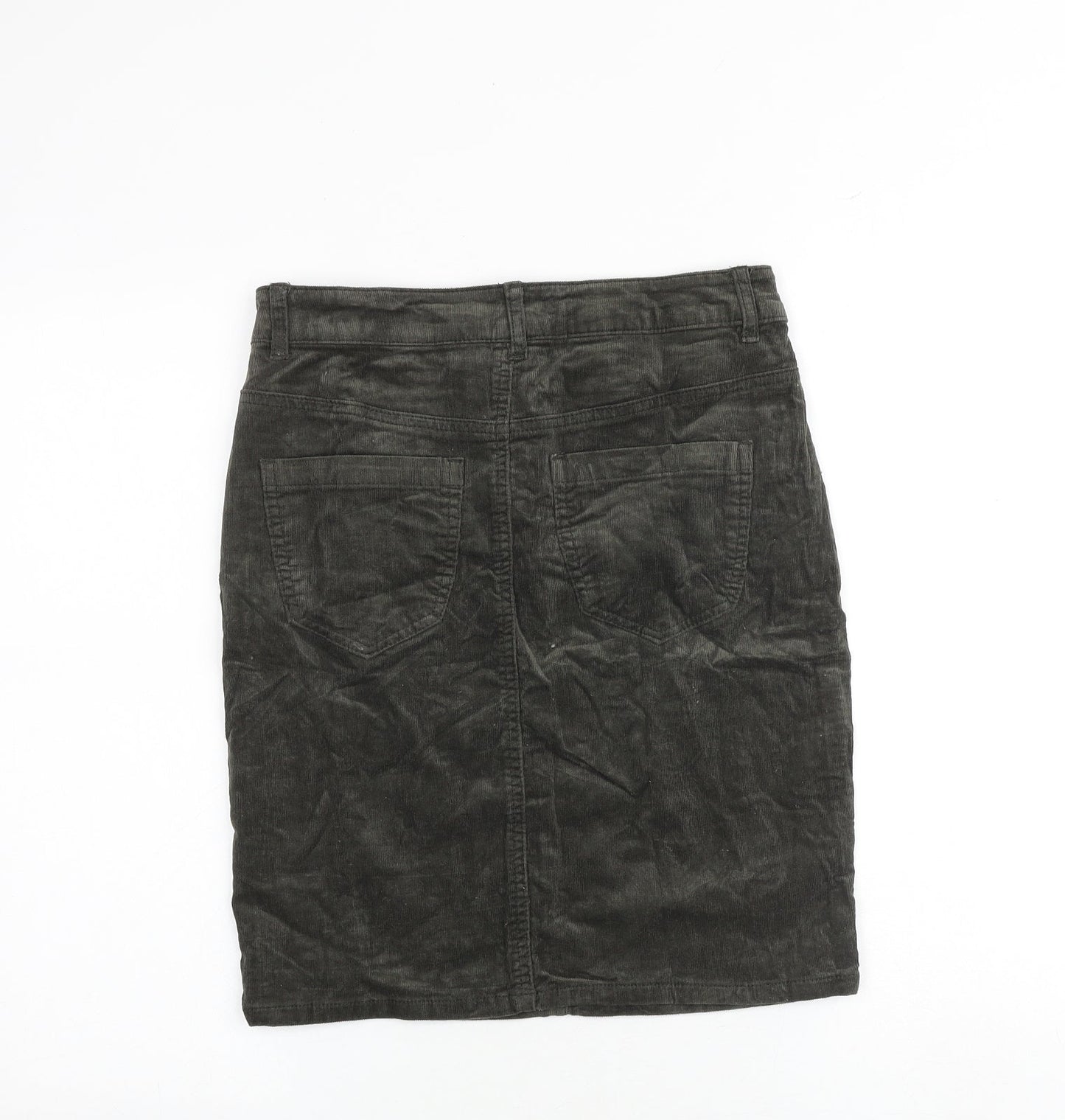 Fransa Womens Green Cotton A-Line Skirt Size 6 Zip