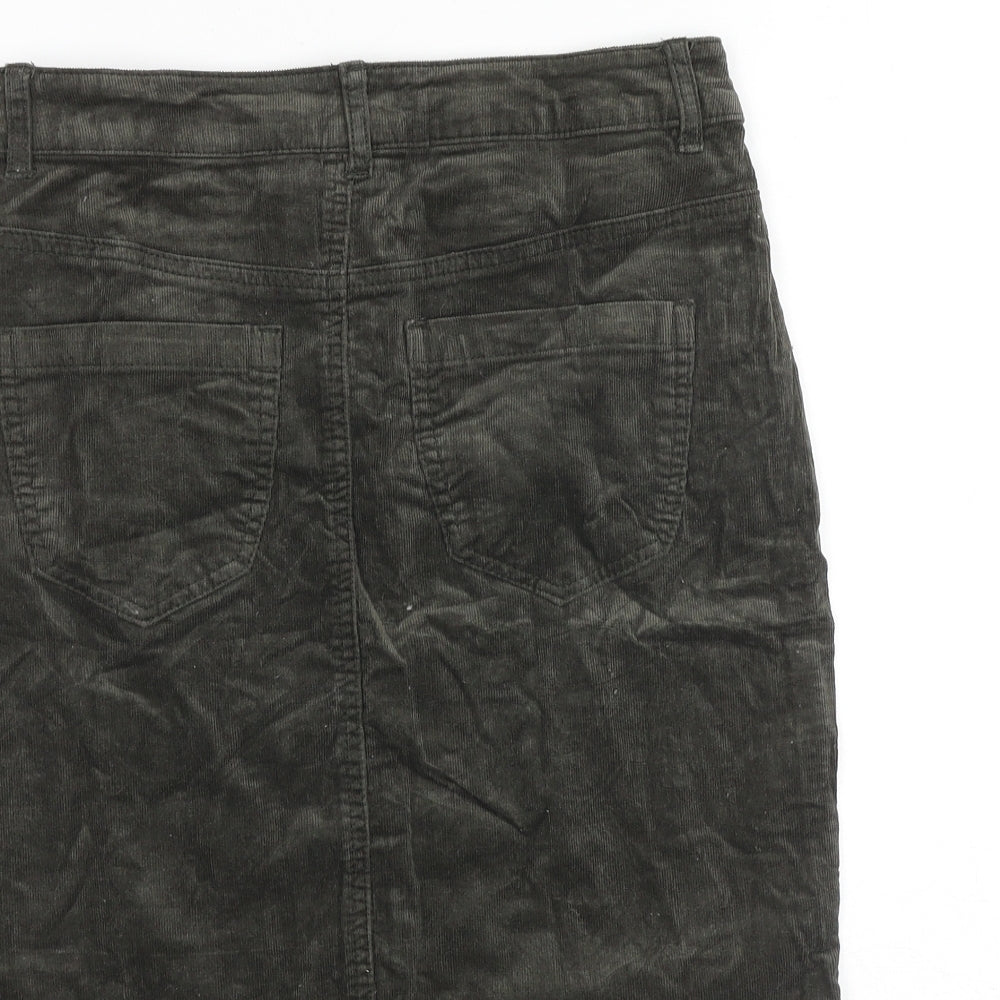 Fransa Womens Green Cotton A-Line Skirt Size 6 Zip