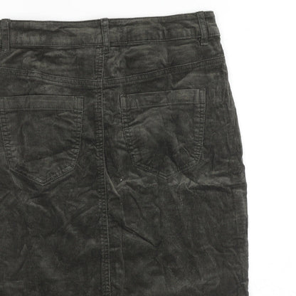 Fransa Womens Green Cotton A-Line Skirt Size 6 Zip