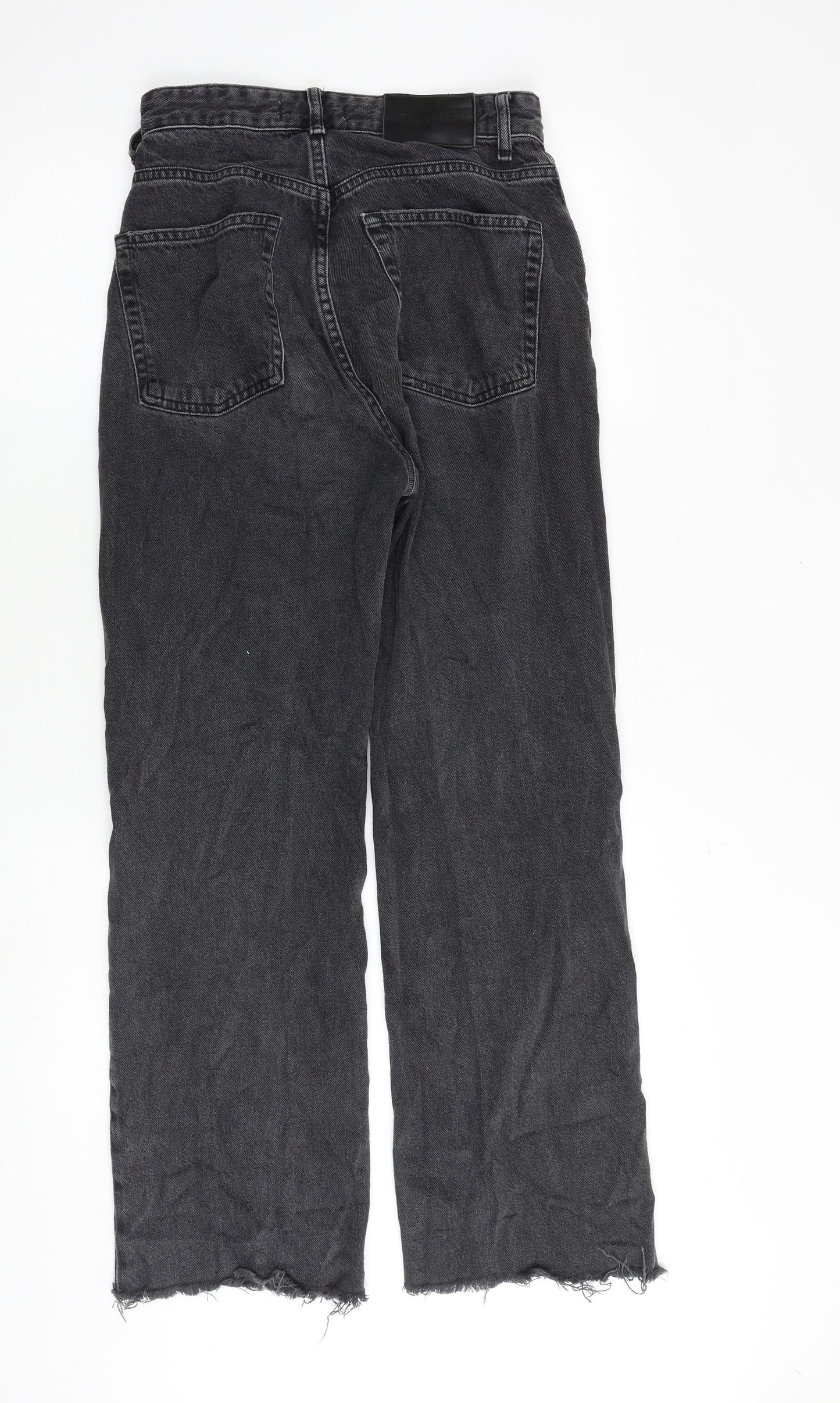 Pull&Bear Womens Grey Cotton Bootcut Jeans Size 8 Regular Zip - Frayed Hem