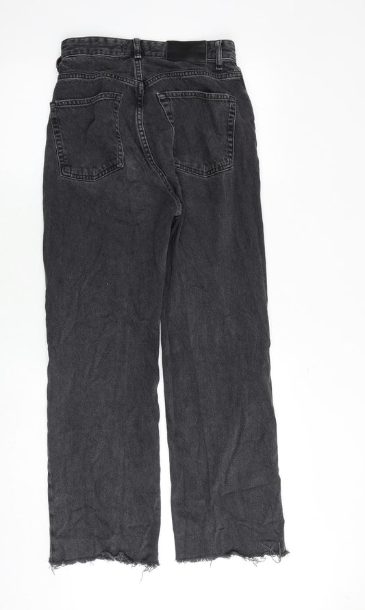 Pull&Bear Womens Grey Cotton Bootcut Jeans Size 8 Regular Zip - Frayed Hem