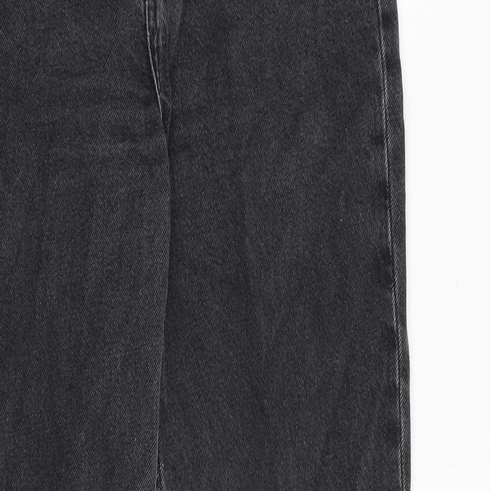 Pull&Bear Womens Grey Cotton Bootcut Jeans Size 8 Regular Zip - Frayed Hem