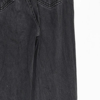 Pull&Bear Womens Grey Cotton Bootcut Jeans Size 8 Regular Zip - Frayed Hem