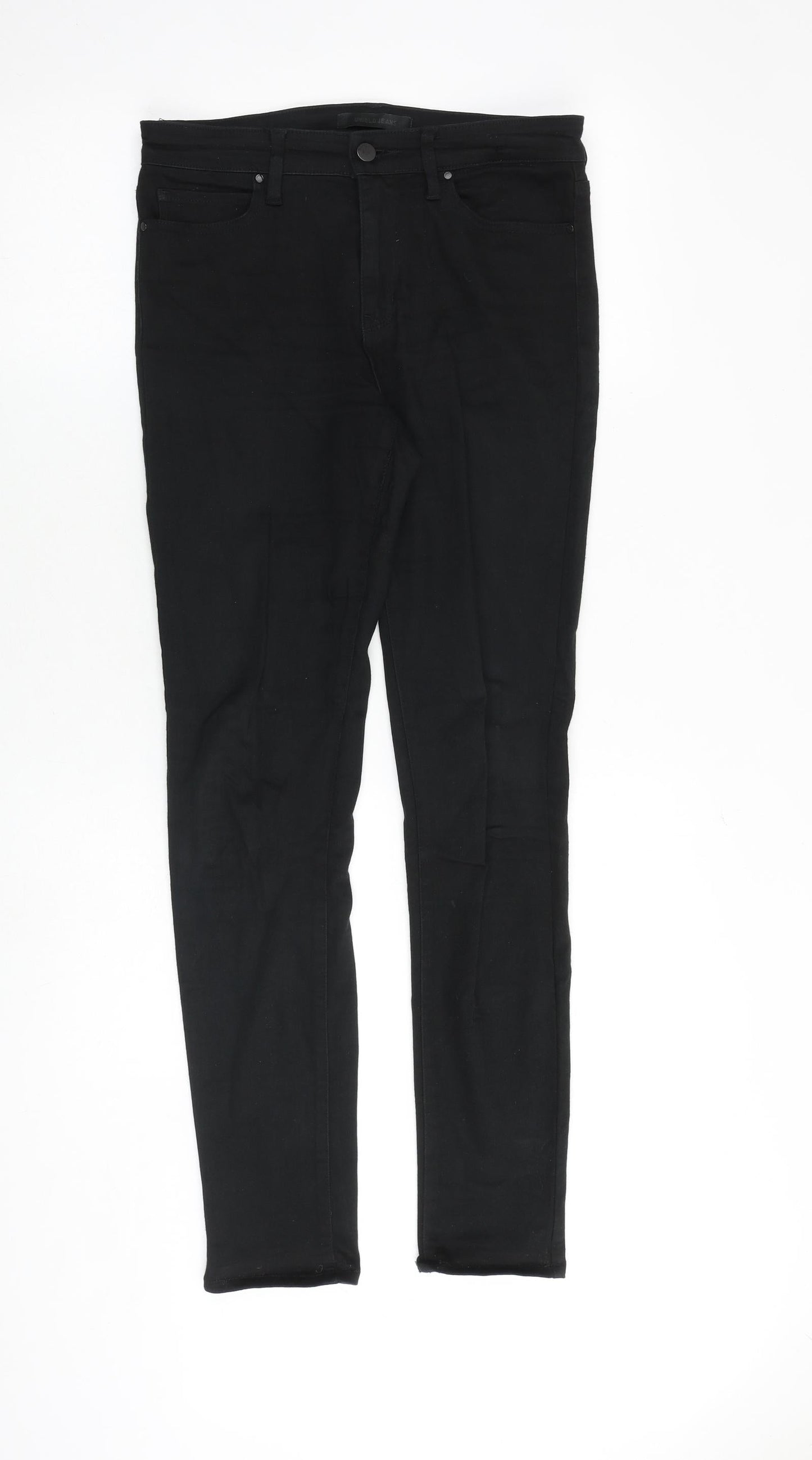 Uniqlo Womens Black Cotton Skinny Jeans Size 30 in Slim Zip