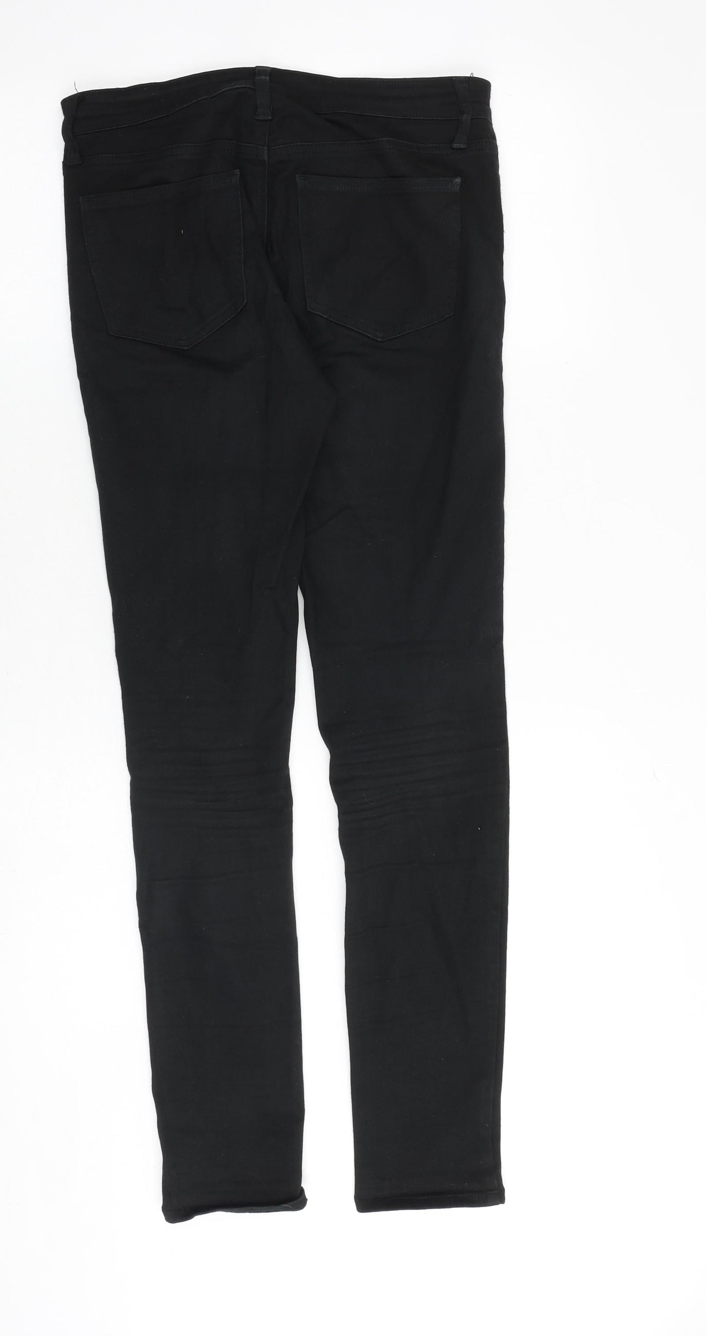 Uniqlo Womens Black Cotton Skinny Jeans Size 30 in Slim Zip