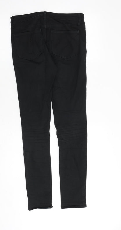 Uniqlo Womens Black Cotton Skinny Jeans Size 30 in Slim Zip