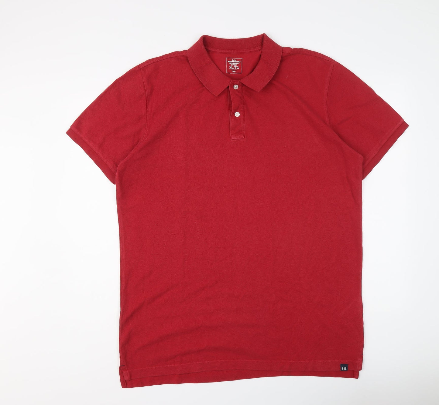 Gap Mens Red Cotton Polo Size XL Collared Button