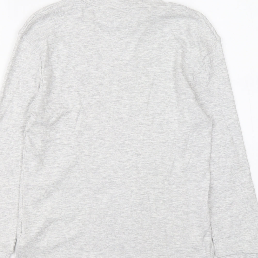 Marks and Spencer Girls Grey Cotton Basic T-Shirt Size 9-10 Years Mock Neck Pullover
