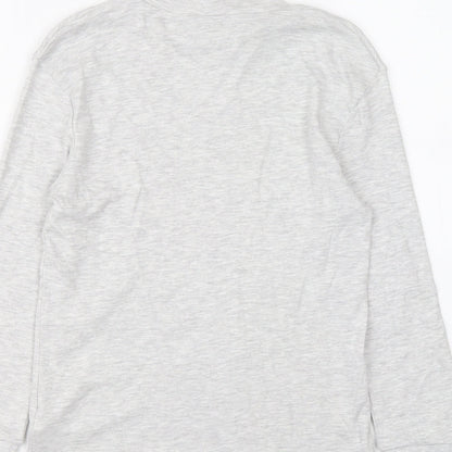 Marks and Spencer Girls Grey Cotton Basic T-Shirt Size 9-10 Years Mock Neck Pullover