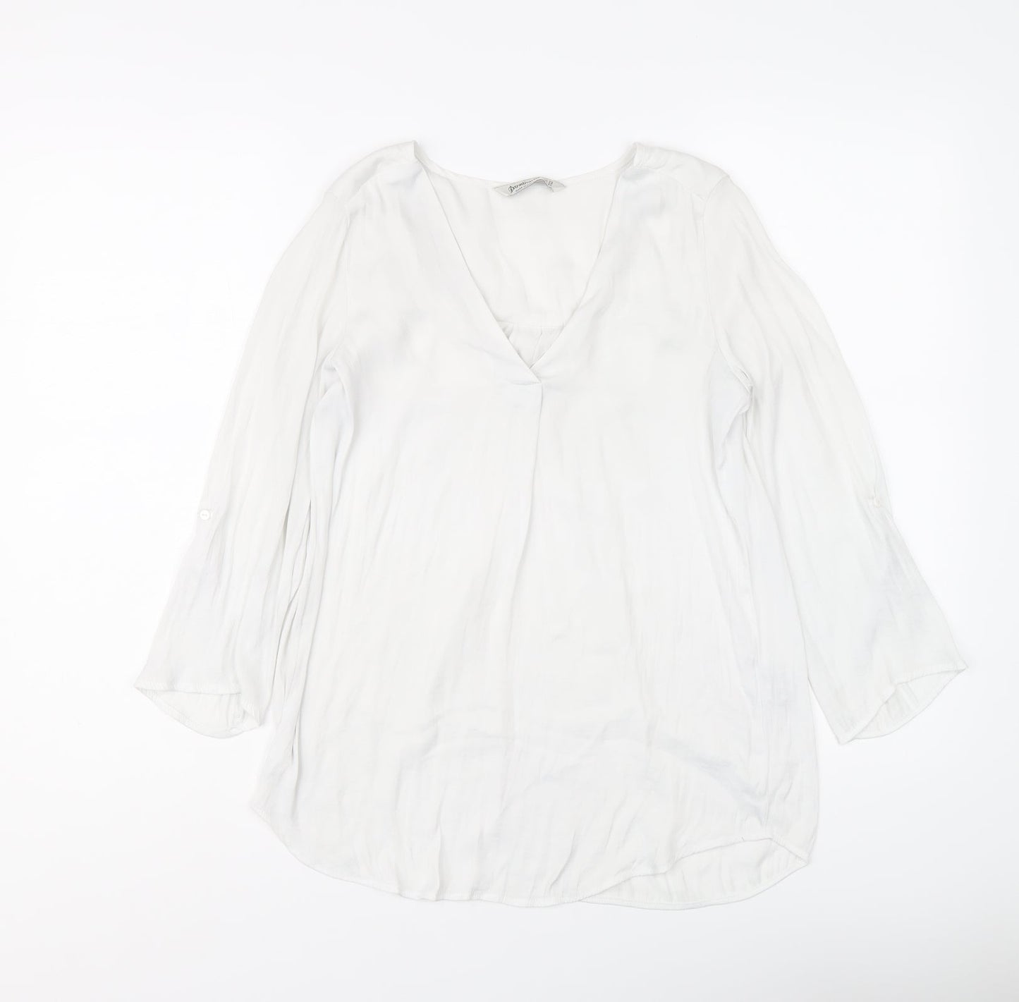 Womens UK Size XS Stradivarius White Basic Blouse