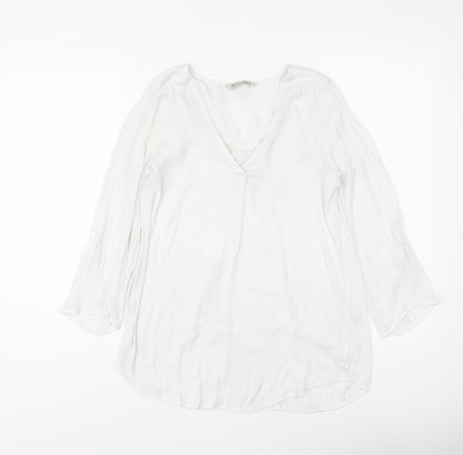 Womens UK Size XS Stradivarius White Basic Blouse