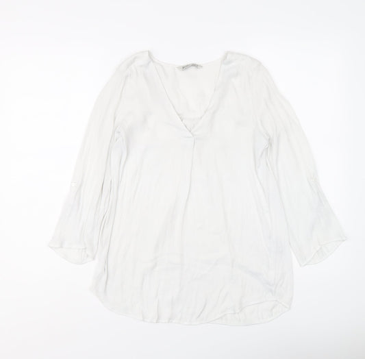 Womens UK Size XS Stradivarius White Basic Blouse