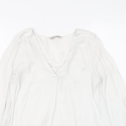 Womens UK Size XS Stradivarius White Basic Blouse