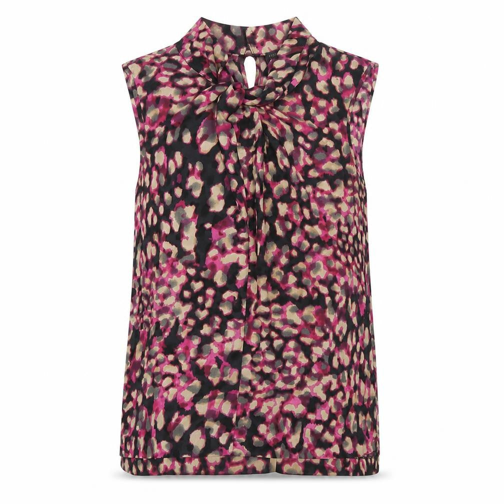 Fenn Wright Manson Womens Multicoloured Animal Print Polyester Basic Blouse Size 12 Round Neck - Leopard Print