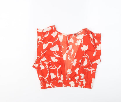 Womens UK Size 10 ASOS Red Cropped Blouse