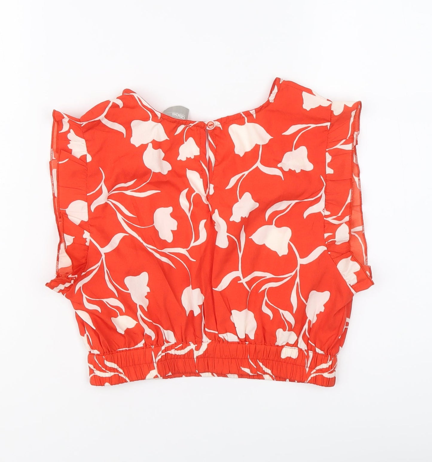 Womens UK Size 10 ASOS Red Cropped Blouse