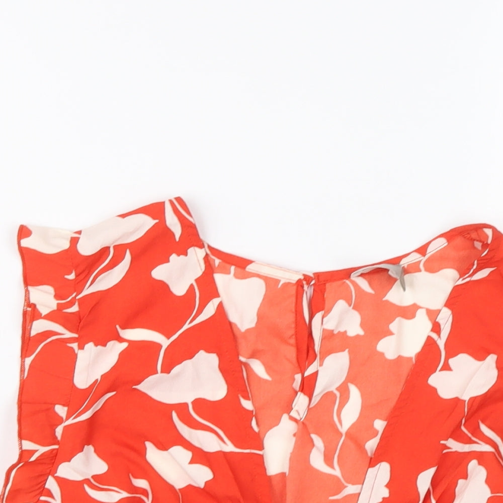 Womens UK Size 10 ASOS Red Cropped Blouse
