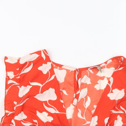 Womens UK Size 10 ASOS Red Cropped Blouse