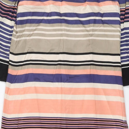 Monsoon Womens Multicoloured Striped Viscose A-Line Size 12 Boat Neck Button