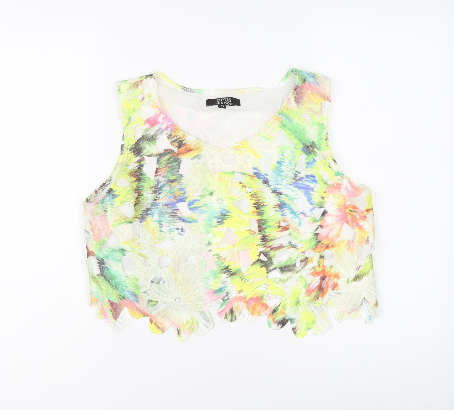 Opus London Womens Multicoloured Floral Polyester Cropped Tank Size 12 Round Neck