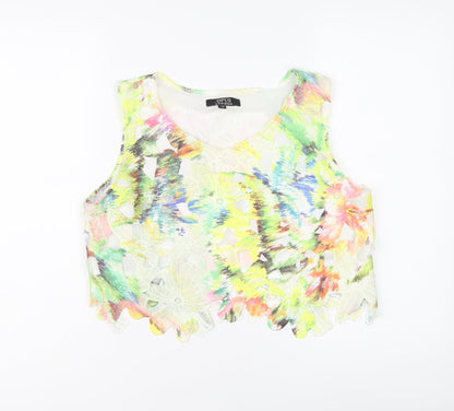 Opus London Womens Multicoloured Floral Polyester Cropped Tank Size 12 Round Neck