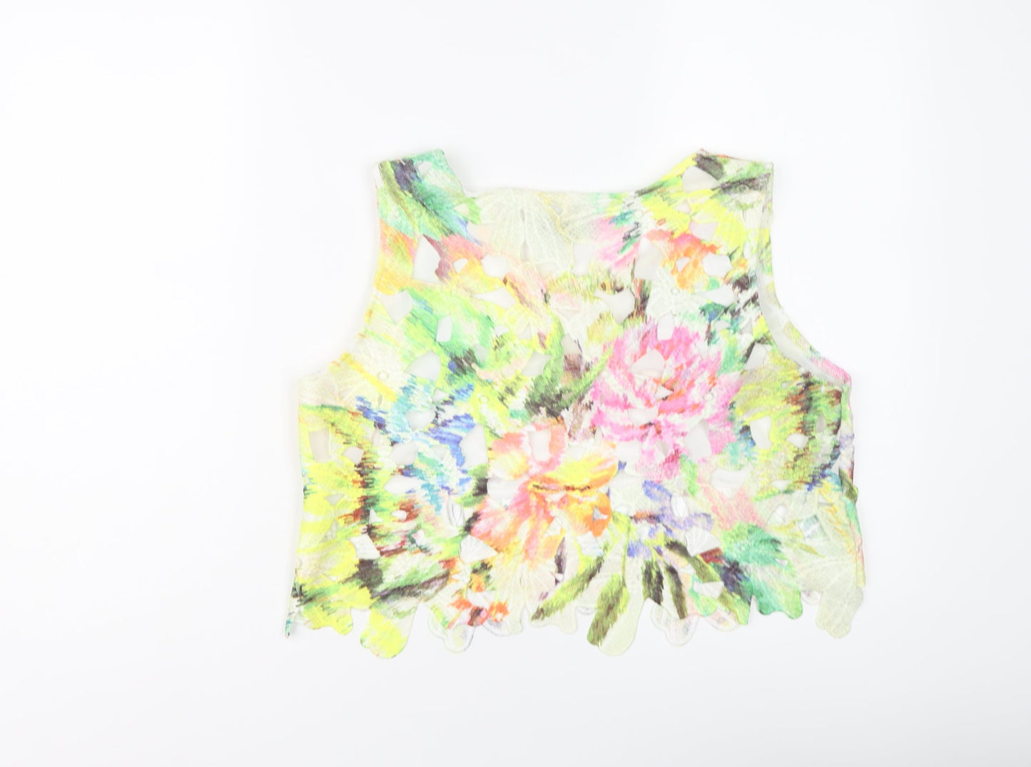 Opus London Womens Multicoloured Floral Polyester Cropped Tank Size 12 Round Neck
